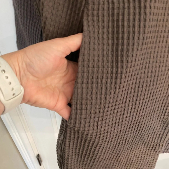 New! Eileen Fisher stand collar textured long  Jacket dye Brown nwt 33713 - Picture 5 of 10